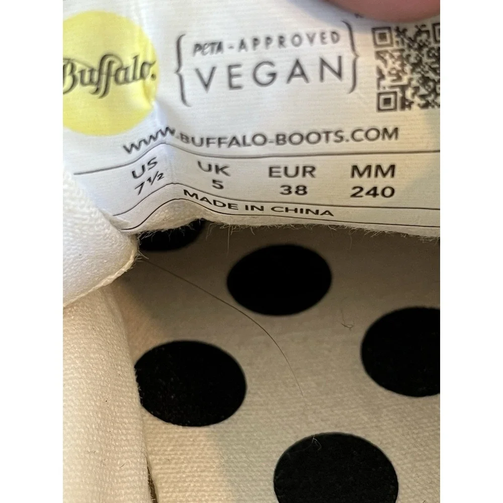 Buffalo Vegan-Friendly Women's Paired Flatform Sneakers White Sz‎ 7.5 EUR 38